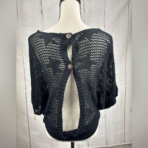 Knitted Gothic Kimono Top Coverup Open Back Black - Picture 3 of 7